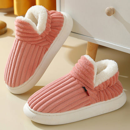 High-top shoes and fleece-lined cotton slippers