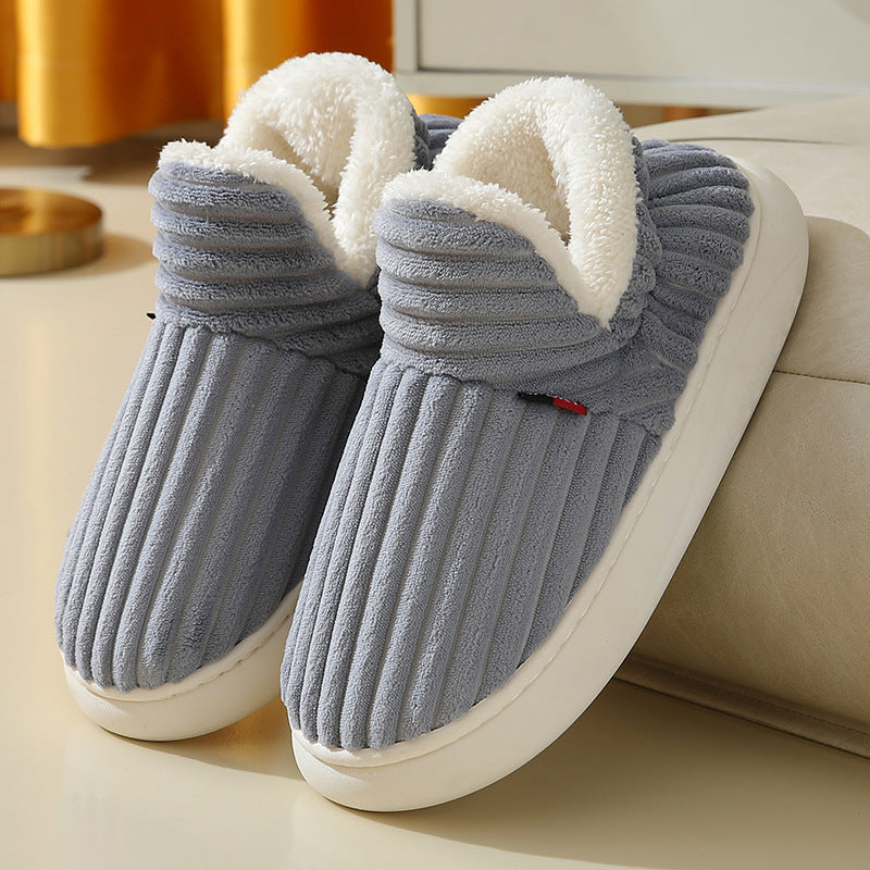 High-top shoes and fleece-lined cotton slippers