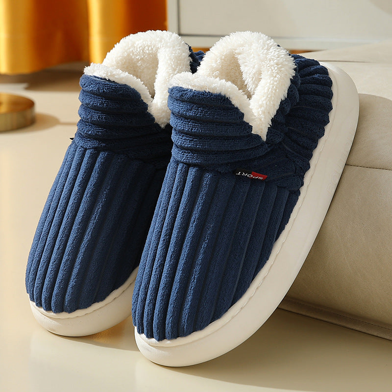 High-top shoes and fleece-lined cotton slippers