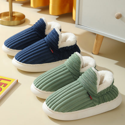 High-top shoes and fleece-lined cotton slippers