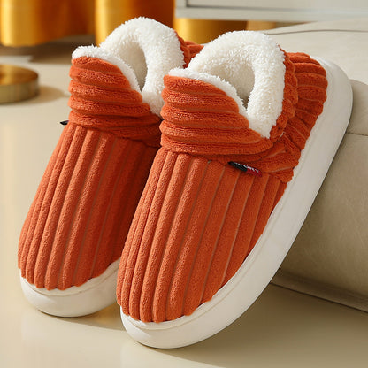 High-top shoes and fleece-lined cotton slippers