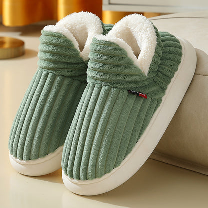High-top shoes and fleece-lined cotton slippers
